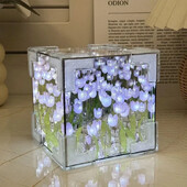 Tulip Nightlight Χειροποίητο DIY Υλικό Cube Καθρέφτης Tulip Διακόσμηση κρεβατοκάμαρας Ατμόσφαιρα Φωτιστικό Δώρο γενεθλίων του Αγίου Βαλεντίνου