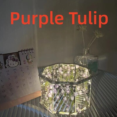 Uus DIY tulbi peegel-kuubiklamp kolmemõõtmeline öövalgusti materjalipakett käsitsi valmistatud käsitöö sünnipäevakingitused LED tulbi öövalgusti