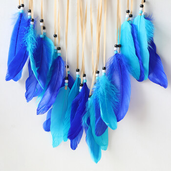 Evil Eye Dream Catcher Boho Room Decor Ръчно изработен декор за стена Eye Blue Feather Dreamcatcher Висящо стено изкуство Подарък за хол