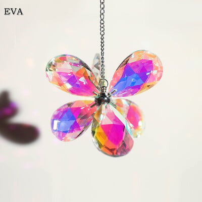 Suncatcher Crystal Pandantiv Colorat Sase Frunze Flore farmec Curcubeu Prisma Pandantiv Decorat de Craciun Cadou de aniversare