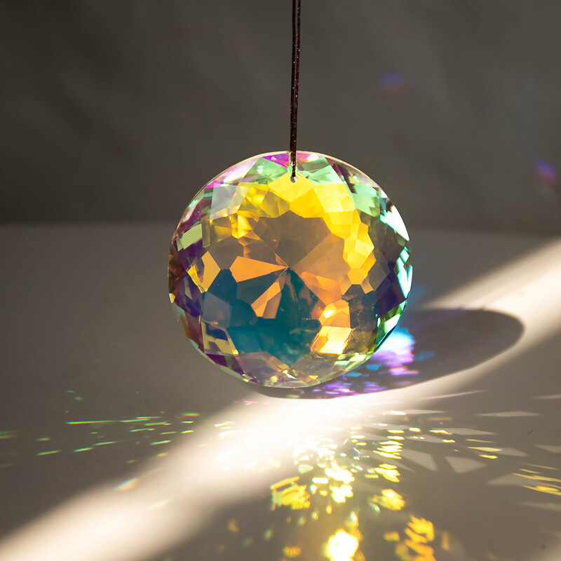 Rippuv kristallist päikesepüüdja lühtri kaunistus Kristallprisma elulill Värviline läbipaistev kodukaunistus