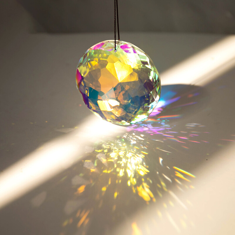 Rippuv kristallist päikesepüüdja lühtri kaunistus Kristallprisma elulill Värviline läbipaistev kodukaunistus