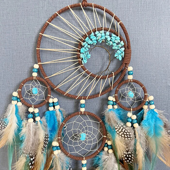 Dream Catcher Vintage Wind Chime Κρεμαστό στολίδι Διακόσμηση σπιτιού Ινδική φυσική πέτρα Tree of Life Dream Catcher Διακόσμηση τοίχου