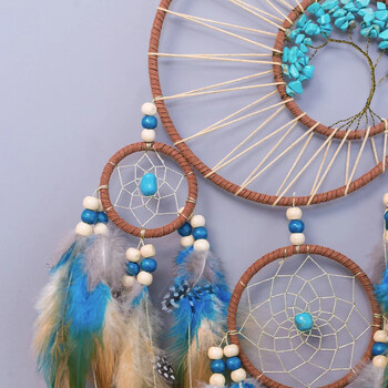 Dream Catcher Vintage Wind Chime Κρεμαστό στολίδι Διακόσμηση σπιτιού Ινδική φυσική πέτρα Tree of Life Dream Catcher Διακόσμηση τοίχου