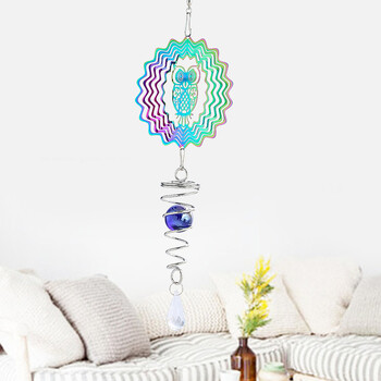 Кинетичен градиент на цвета Wind Spinner Sculpture 3D Wind Chimes Sun Catcher Gasing Ball Spiral Tail Stabilizer Fairy Garden Vising