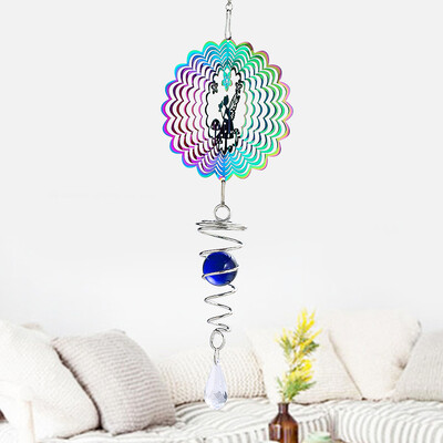 Kineetiline gradientvärviga tuulevurr skulptuur 3D-tuulekellad päikesepüüdja vaatab palli spiraal saba stabilisaator haldjas aed rippus