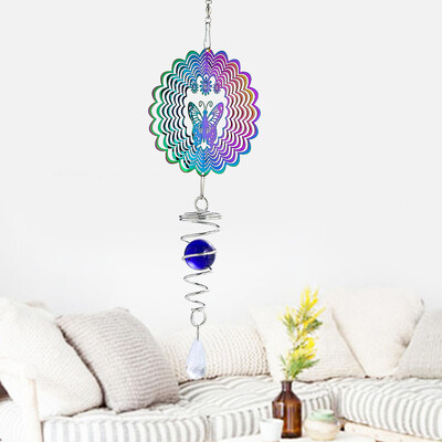 Kineetiline gradientvärviga tuulevurr skulptuur 3D-tuulekellad päikesepüüdja vaatab palli spiraal saba stabilisaator haldjas aed rippus