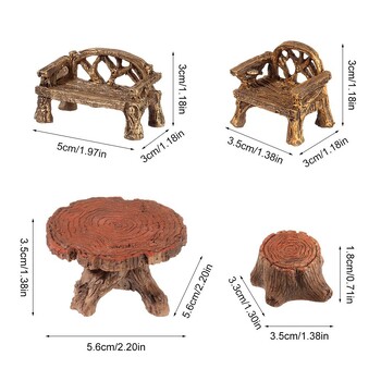 Миниатюрни табуретки, маса, мини пейка, парков стол, фигурки, микро пейзаж, приказна градинска декорация, орнамент за куклена къща, парти декорация, подарък