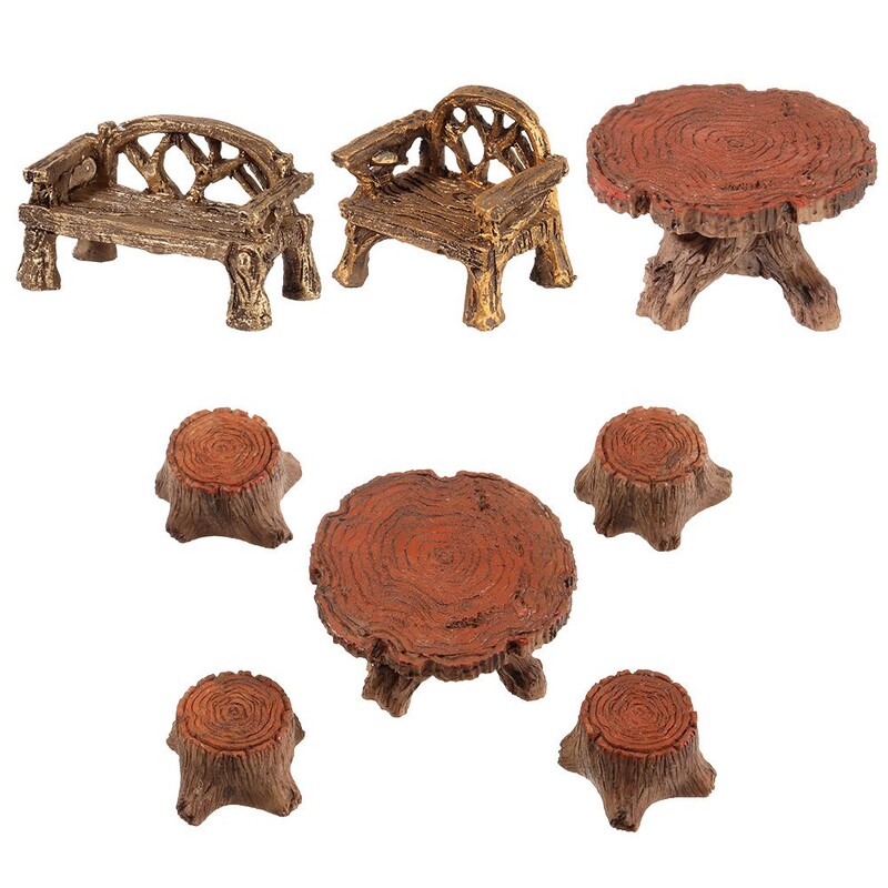 Miniatuursed taburetid Laud Mini pink Parktool Kujukesed Mikromaastik Haldjas Aiakaunistus Nukumaja kaunistus Peokaunistus Kingitus