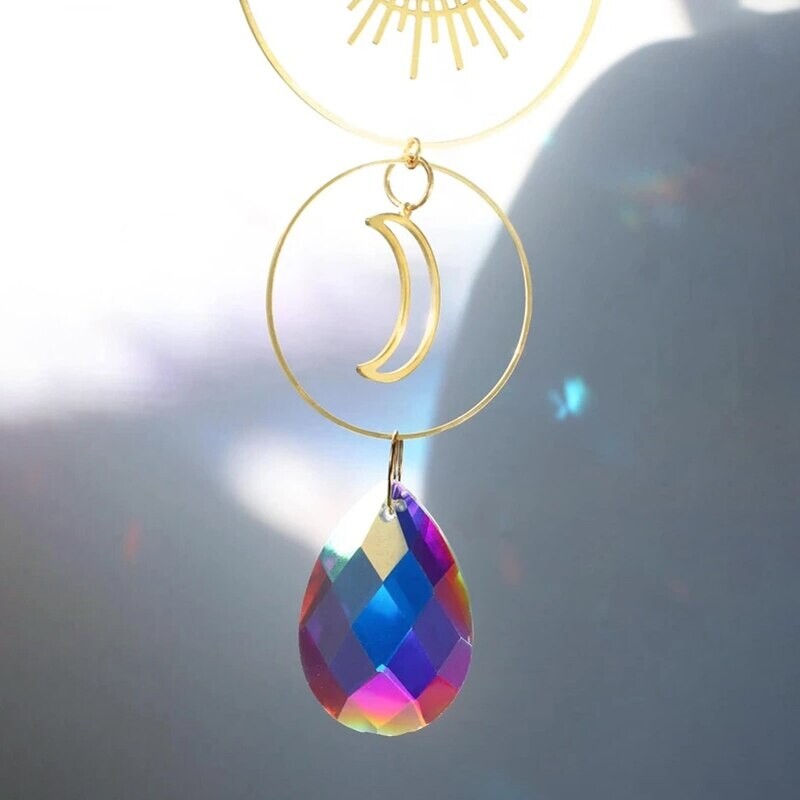 1 κομμάτι, Crystal Wind Chimes Star Moon Catcher, Sun Prism Ball Decorden Garden