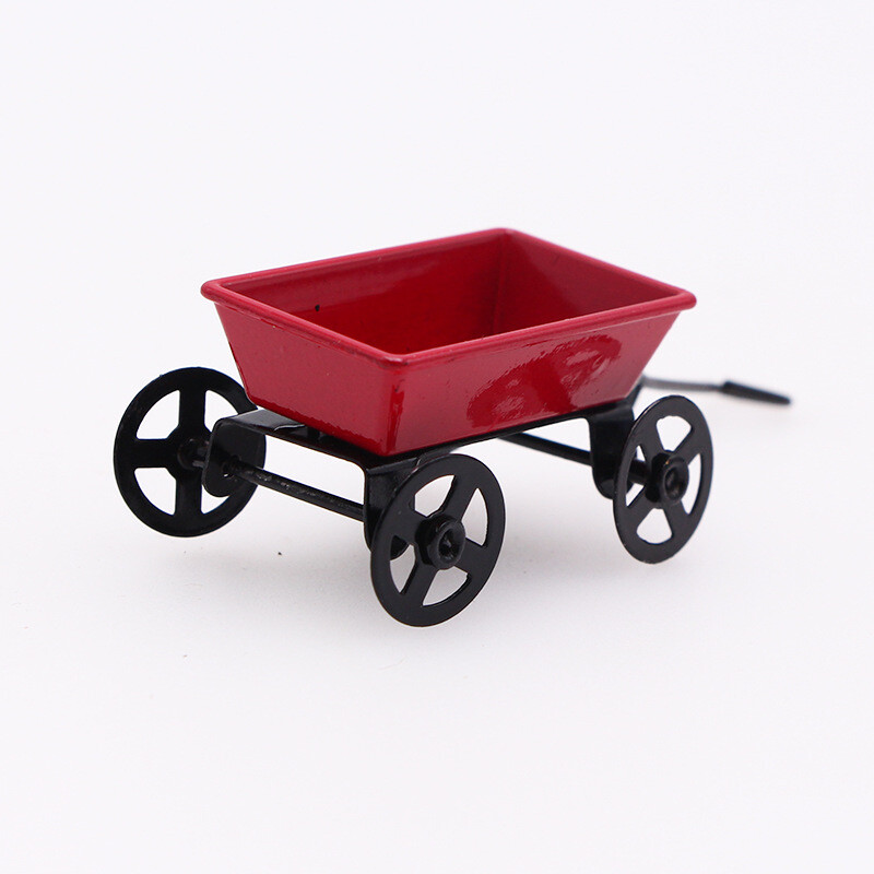 1 τεμ/συσκευασία κουκλόσπιτο Mini Red Iron Art Trailer Photography Props Αξεσουάρ τσέπης Μινιατούρα Μοντέλο διακόσμησης κηπευτικών σκηνών