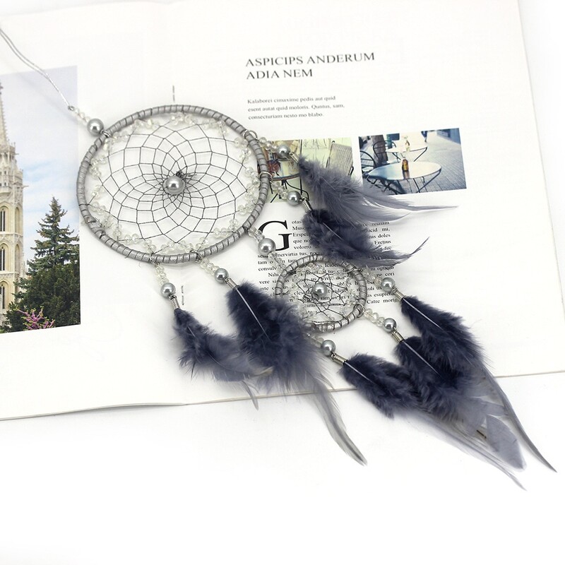 Halli kahe rõngaga unenäopüüdja seinakaunistus stiil Kodu Unenäopüüdja seinakaunistuse ripats