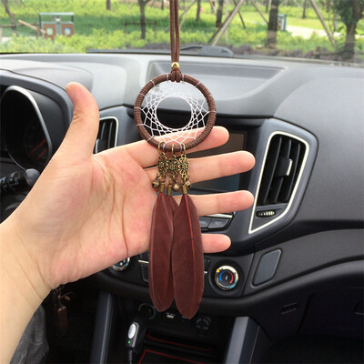 Διαμέτρου 5 εκ. μικρό ονειροπαγίδα ινδικό φτερό ονειροπαγίδα με κουδούνια κρεμαστού αυτοκινήτου στο σπίτι το καλύτερο χειροτεχνία δώρου