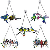 Värvilised linnud rauast käsitöö tuulekellad rõdu aken rippuvad ripatsid metallist linnud tuulekell Loov kaunistus koduks