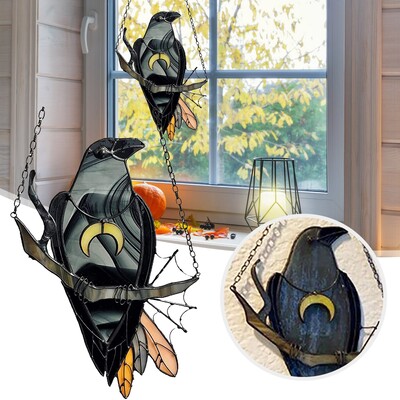 Хелоуин Мистерия Врана Спалня Всекидневна Модерен декор на стена Външна тераса Черен декор на стена Птици Витражи