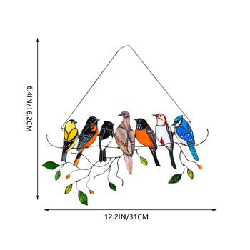 Многоцветни орнаменти за птици Акрилни панели Стенни завеси за прозорци Птици Стъклени витражи Ловец на слънце Висящ декор за дома