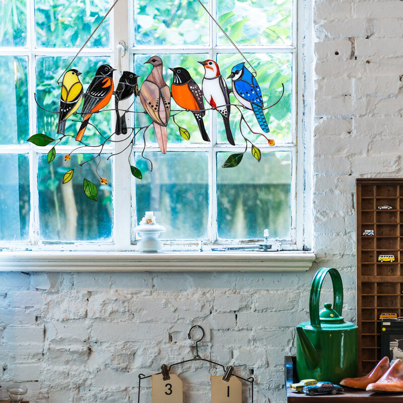 Πολύχρωμα στολίδια πουλιών Ακρυλικό πάνελ Παράθυρο Κρεμάστρες τοίχου Πουλιά βιτρό Παράθυρο Suncatcher Κρεμαστό Διακόσμηση σπιτιού