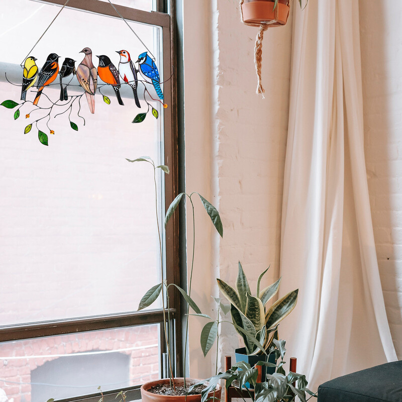 Πολύχρωμα στολίδια πουλιών Ακρυλικό πάνελ Παράθυρο Κρεμάστρες τοίχου Πουλιά βιτρό Παράθυρο Suncatcher Κρεμαστό Διακόσμηση σπιτιού