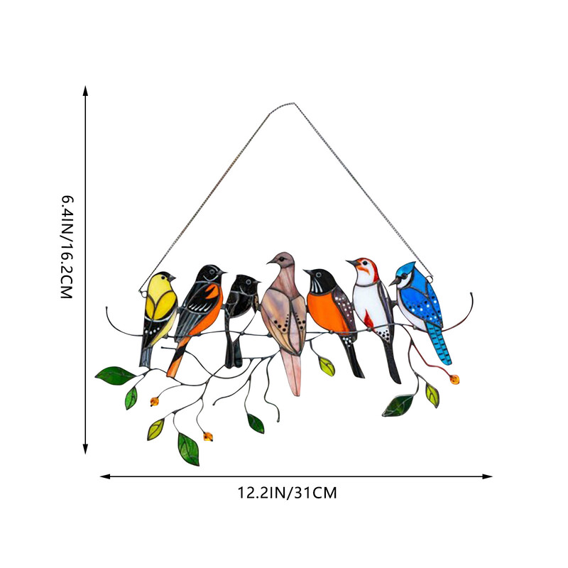 Πολύχρωμα στολίδια πουλιών Ακρυλικό πάνελ Παράθυρο Κρεμάστρες τοίχου Πουλιά βιτρό Παράθυρο Suncatcher Κρεμαστό Διακόσμηση σπιτιού