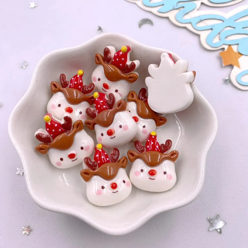 10 tk Vaigu värviline jõulupuu pärg Jänes karu hirv lameda seljaga kivi multifilm jõulukujuke väljalõigete album DIY Decor Käsitöö