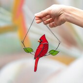 Cardinall Bird Stained Glass Suncatcher Bird Dyeing Διακόσμηση παραθύρου με θέμα Διακόσμηση εξωτερικού χώρου μεγάλου σπιτιού