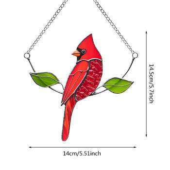 Cardinall Bird Stained Glass Suncatcher Bird Dyeing Decoration Window Vising Theme Decoration Outdoor Large Home Ornament