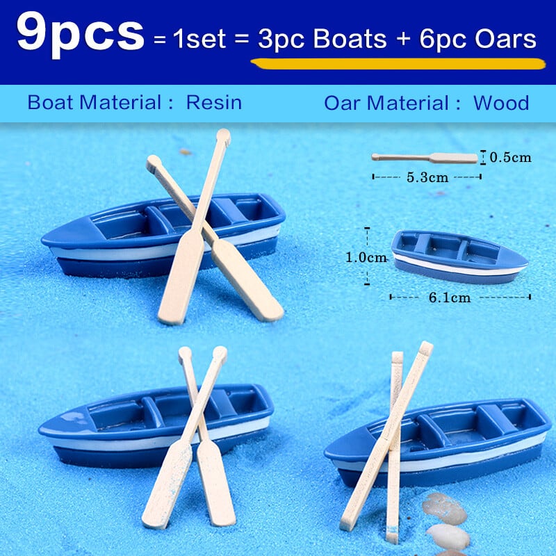 Mėlyna derva Valtis Mediena Irklas Irklai Figūrėlės Dekoratyvinės figūrėlės Pasidaryk namų dekoras Mini fėja sodas Akvariumas Akvariumas Akvariumas Statula amatas