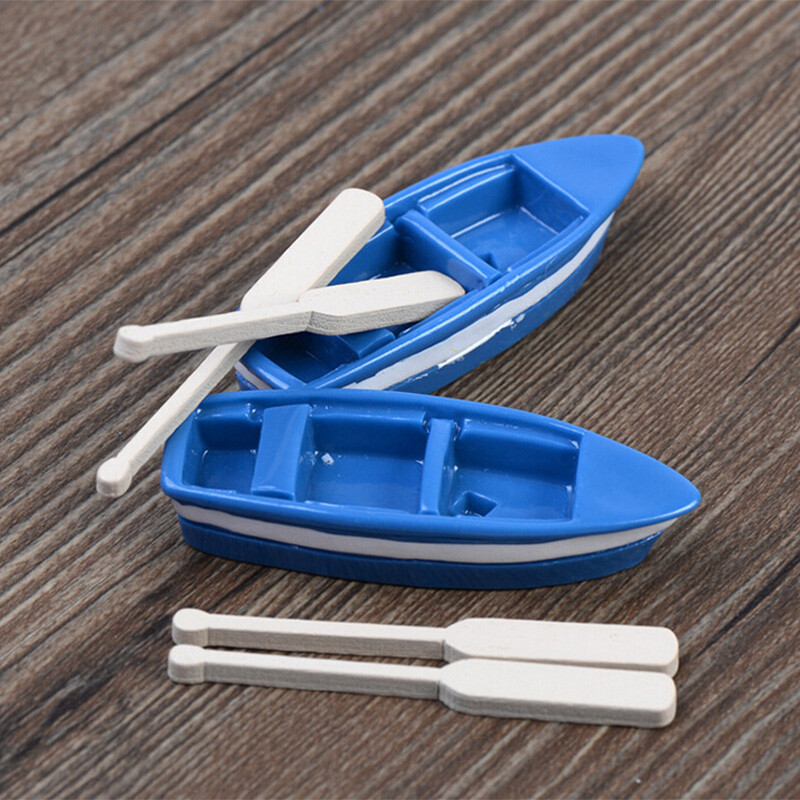 Mėlyna derva Valtis Mediena Irklas Irklai Figūrėlės Dekoratyvinės figūrėlės Pasidaryk namų dekoras Mini fėja sodas Akvariumas Akvariumas Akvariumas Statula amatas