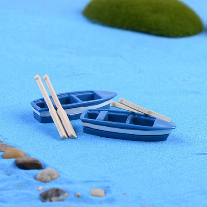 Mėlyna derva Valtis Mediena Irklas Irklai Figūrėlės Dekoratyvinės figūrėlės Pasidaryk namų dekoras Mini fėja sodas Akvariumas Akvariumas Akvariumas Statula amatas