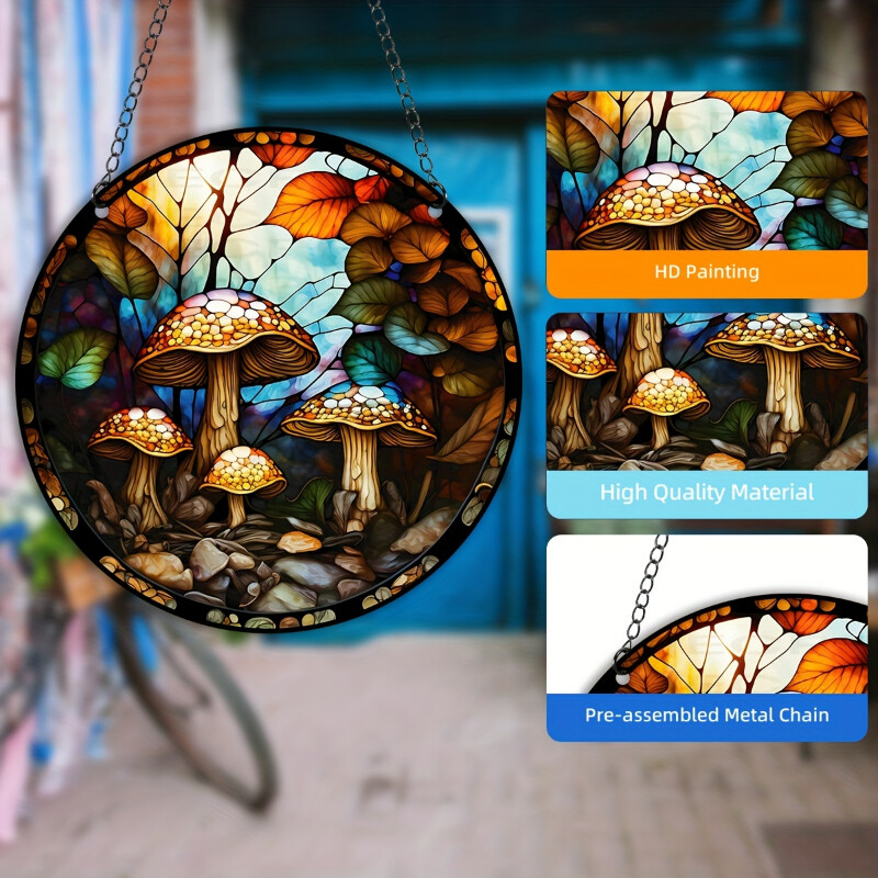 Τρισδιάστατο κρεμαστό παράθυρο με μανιτάρια Διακόσμηση σπιτιού Suncatcher Ακρυλικά Τέχνες Διακόσμηση πόρτας δωματίου Πινακίδα τοίχου Κηπευτικά στολίδια