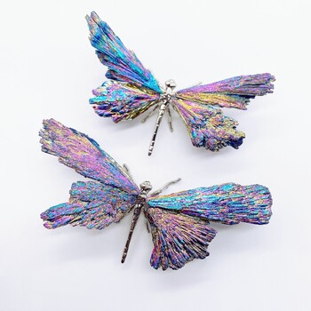 1PC Естествен цветен турмалин Electroplanted Dragonfly spar занаяти Ръчно изработени Reiki Healing Home Decoration Chakra Gift