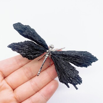 1PC Естествен цветен турмалин Electroplanted Dragonfly spar занаяти Ръчно изработени Reiki Healing Home Decoration Chakra Gift