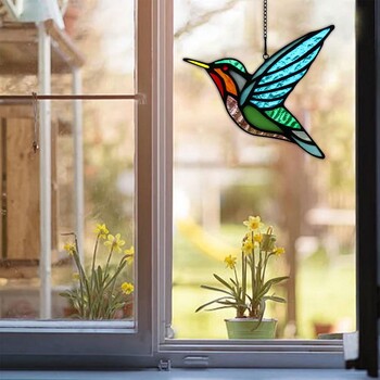 Bird Suncatcher Stained Bird Sun Catcher Home Garden Party Decoration Външна градина Suncatcher For Hummingbird Lovers Window