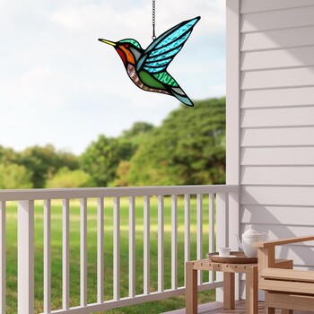 Bird Suncatcher Stained Bird Sun Catcher Home Garden Party Decoration Външна градина Suncatcher For Hummingbird Lovers Window