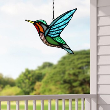 Bird Suncatcher Stained Bird Sun Catcher Home Garden Party Decoration Външна градина Suncatcher For Hummingbird Lovers Window