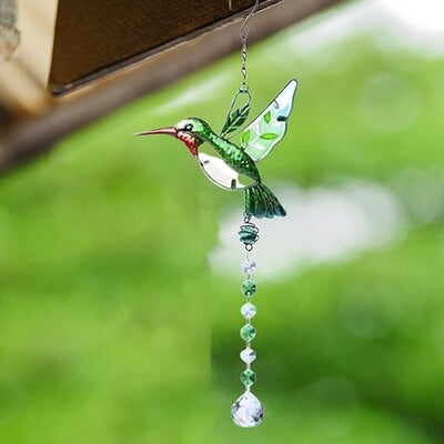 Κρεμαστό κρύσταλλο Colorfol Πεταλούδα Hummingbird Sun Catcher Chain Rainbow Maker Βαμμένο με πρίσμα γυαλί Wind Chimes Διακόσμηση κήπου σπιτιού