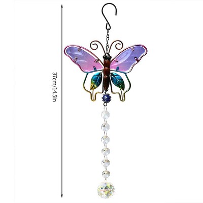 Κρεμαστό κρύσταλλο Colorfol Πεταλούδα Hummingbird Sun Catcher Chain Rainbow Maker Βαμμένο με πρίσμα γυαλί Wind Chimes Διακόσμηση κήπου σπιτιού