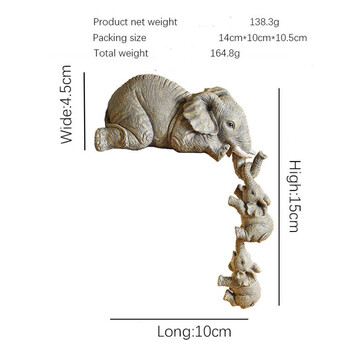 Три слона Майка и дете Градинарски орнаменти от смола Слон Висящи занаяти Произведения на изкуството Скулптура на открит двор