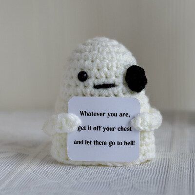 Păpușă cu rechin cu energie pozitivă, croșetată amuzantă, cu card, decorare pentru cameră pentru acasă, ornament tricotat manual albină, cadouri de Crăciun