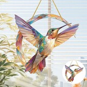 Акрилни Hummingbird Suncatcher Цветни висящи декорации за прозорци Витражи Suncatcher Стенен декор за прозорци за подаръци