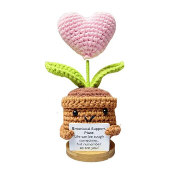 New Positive Energy Heart Flower Ръчно тъкани кукли Home Room Decor Hug Pocket Knitting Doll Positive Card Desktop Ornament Gifts