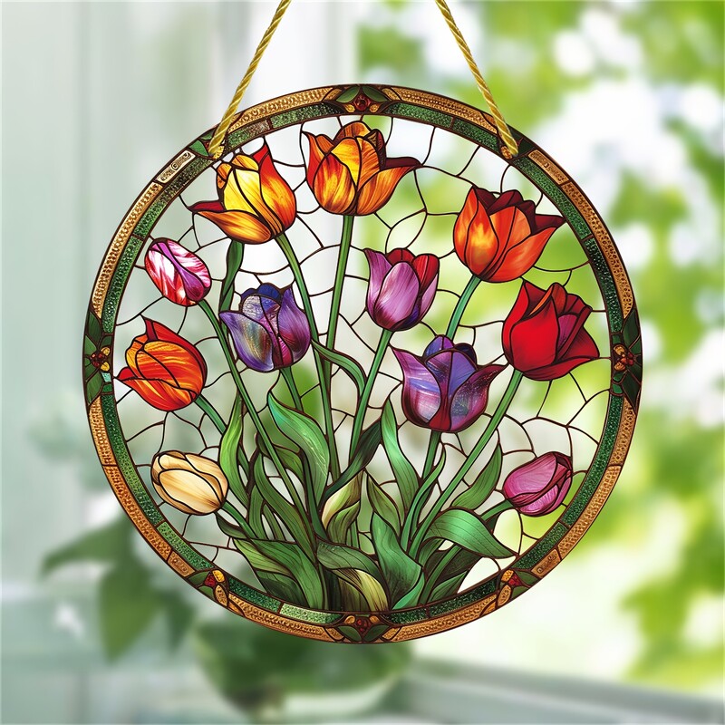 Κρεμαστά παραθύρου Suncatcher Tulip, Ακρυλική επιγραφή, Δώρα για γυναίκες, Διακόσμηση φεστιβάλ, Δώρα γενεθλίων για γυναίκες, τοίχους, διακόσμηση δωματίου