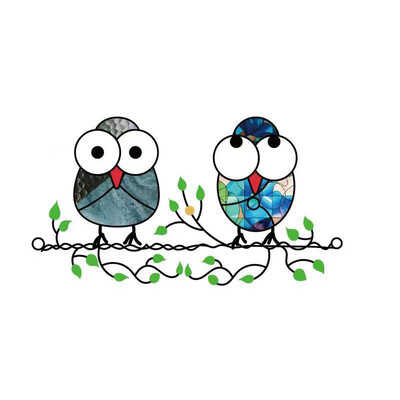 1 tk vitraažakna rippuv kaunistus päikesepüüdja öökullid peitsitud ripats akrüül lind rippuv ornament Tuulekella kodukaunistus