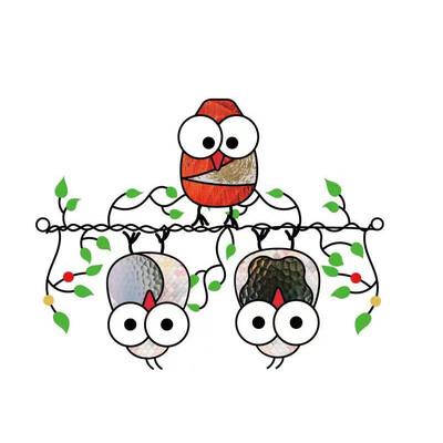 1 tk vitraažakna rippuv kaunistus päikesepüüdja öökullid peitsitud ripats akrüül lind rippuv ornament Tuulekella kodukaunistus