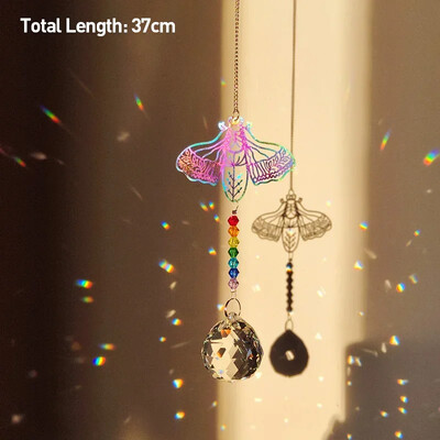 Πολύχρωμο Μωβ Χρυσό Κρυστάλλινο Κρεμαστό Κήπος Suncatcher Wind Chimes Κρυστάλλινη αλυσίδα Πρίσμα ουράνιου τόξου για Διακόσμηση πάρτι παραθύρων σπιτιού