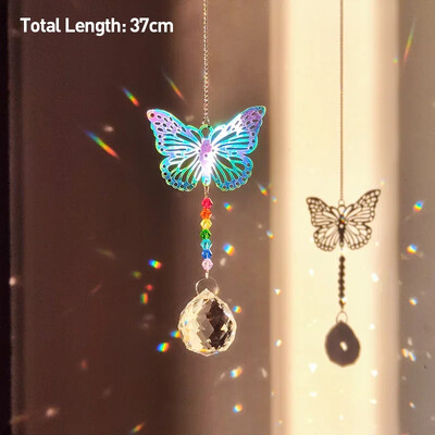 Πολύχρωμο Μωβ Χρυσό Κρυστάλλινο Κρεμαστό Κήπος Suncatcher Wind Chimes Κρυστάλλινη αλυσίδα Πρίσμα ουράνιου τόξου για Διακόσμηση πάρτι παραθύρων σπιτιού