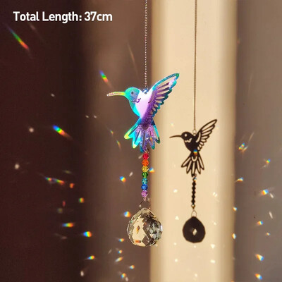 Πολύχρωμο Μωβ Χρυσό Κρυστάλλινο Κρεμαστό Κήπος Suncatcher Wind Chimes Κρυστάλλινη αλυσίδα Πρίσμα ουράνιου τόξου για Διακόσμηση πάρτι παραθύρων σπιτιού