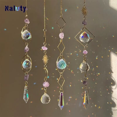 Κρεμαστό κρυστάλλινο κρεμαστό κήπο Suncatcher Wind Chimes Rainbow Prism Crystal Chain for Window Drop Bell Χριστουγεννιάτικο δέντρο διακόσμηση σπιτιού