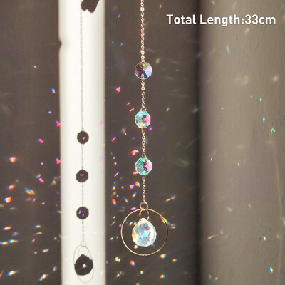 Rippuv kristallist ripats Aed Päikesepüüdja Tuulekellad Vikerkaarprisma kristallkett aknatilgakella jõulupuu kodukaunistamiseks