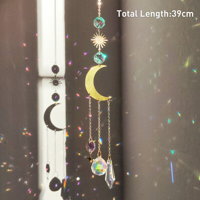 Rippuv kristallist ripats Aed Päikesepüüdja Tuulekellad Vikerkaarprisma kristallkett aknatilgakella jõulupuu kodukaunistamiseks